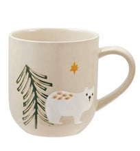 Load image into Gallery viewer, Hand-Painted Stoneware Mug with Wax Relief Animal & Seasonal Botanicals, 4 Styles