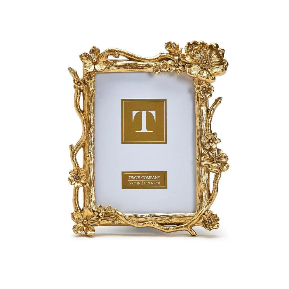 Two's Company Gold Floral Frame