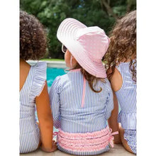 Load image into Gallery viewer, RuffleButts Periwinkle Blue Seersucker Long Sleeve One Piece Rash Guard Swimsuit
