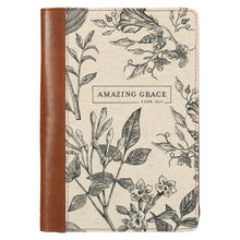 Load image into Gallery viewer, Amazing Grace Natural Canvas &amp; Brown Faux Leather Journal
