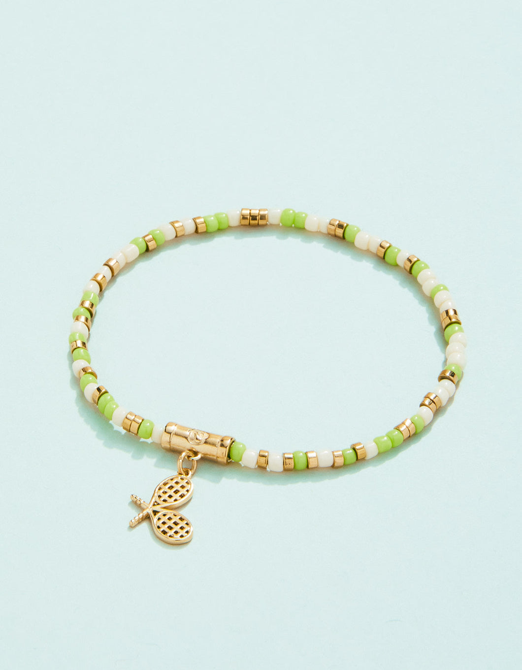 Spartina Slash Tennis Racket Stretch Bracelet Lime
