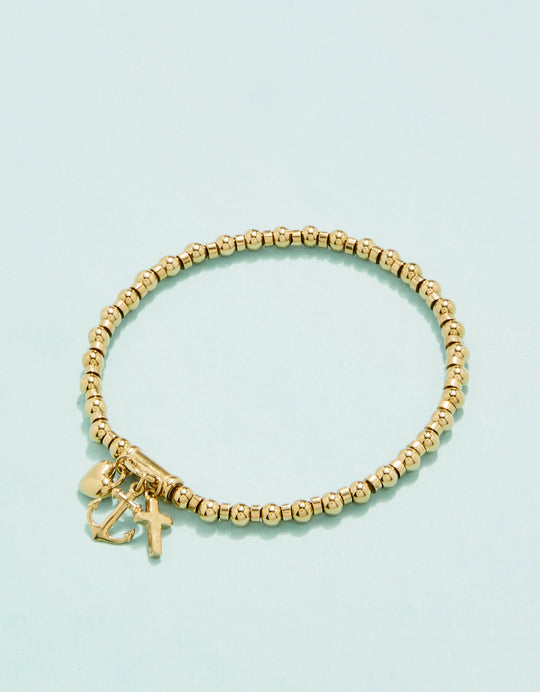 Spartina Slash Faith Hope Love Stretch 4mm Gold