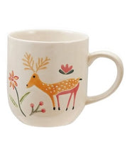 Load image into Gallery viewer, Hand-Painted Stoneware Mug with Wax Relief Animal &amp; Seasonal Botanicals, 4 Styles
