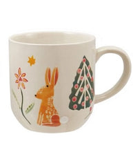 Load image into Gallery viewer, Hand-Painted Stoneware Mug with Wax Relief Animal &amp; Seasonal Botanicals, 4 Styles
