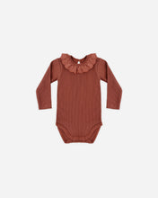 Load image into Gallery viewer, Quincy Mae Ruffle Collar Bodysuit - Redwood
