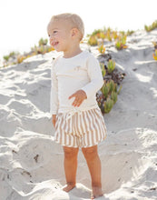 Load image into Gallery viewer, Quincy Mae Boys Swim Short Retro Latte Stripe
