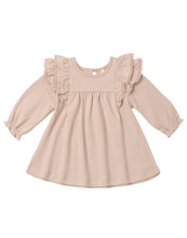 Load image into Gallery viewer, Quincy Mae  Long Sleeve Flutter Dress Dusty Rose
