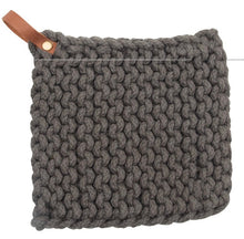 Load image into Gallery viewer, Crocheted Pot Holder with Leather Loop, 3 Colors
