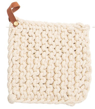 Load image into Gallery viewer, Crocheted Pot Holder with Leather Loop, 3 Colors
