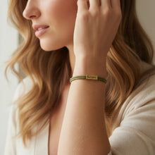Load image into Gallery viewer, Lenny &amp; Eva Sentiment Bracelet – Believe | Olive Green Cord
