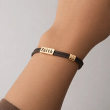 Load image into Gallery viewer, Lenny &amp; Eva Sentiment Bracelet – Faith | Espresso Brown Cord
