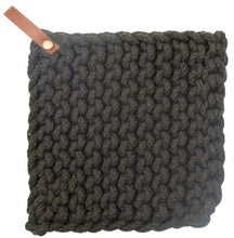 Load image into Gallery viewer, Crocheted Pot Holder with Leather Loop, 3 Colors
