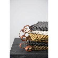 Load image into Gallery viewer, Crocheted Pot Holder with Leather Loop, 3 Colors
