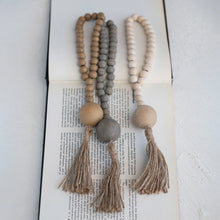 Load image into Gallery viewer, Wood Beads w/ Jute Rope Tassel, 3 Colors
