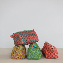 Load image into Gallery viewer, Quilted Cotton Voile Zip Pouch with Pockets, 4 Styles
