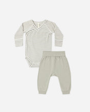 Load image into Gallery viewer, Quincy Mae Side Snap Bodysuit + Pant Set Laurel Stripe
