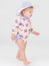 Load image into Gallery viewer, RuffleButts Girls Periwinkle Blue Seersucker Swim Hat

