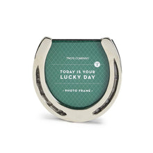 Load image into Gallery viewer, Two&#39;s Company Lucky Day Horseshoe Photo Frame
