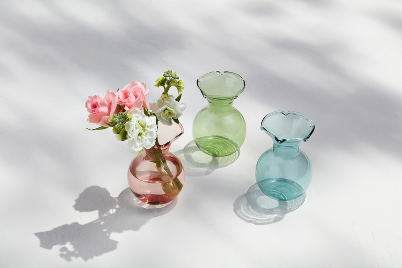 Mud Pie Blue Botanica Ruffle Vase