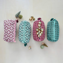 Load image into Gallery viewer, Cotton Slub Block Printed Zip Pouch with Tassel
