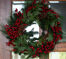 Load image into Gallery viewer, Berry &amp; PIne Cone Wreath
